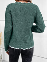 Load image into Gallery viewer, Women's Sweatshirt Notch V Neck Long Sleeve Knit Style
