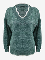 Load image into Gallery viewer, Women's Sweatshirt Notch V Neck Long Sleeve Knit Style
