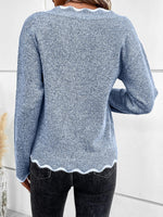 Load image into Gallery viewer, Women's Sweatshirt Notch V Neck Long Sleeve Knit Style
