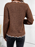 Load image into Gallery viewer, Women's Sweatshirt Notch V Neck Long Sleeve Knit Style
