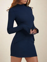 Load image into Gallery viewer, Women's Bodycon Dress Mock Neck Long Sleeve Ribbed Mini Style
