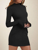 Load image into Gallery viewer, Women's Bodycon Dress Mock Neck Long Sleeve Ribbed Mini Style
