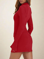 Load image into Gallery viewer, Women's Bodycon Dress Mock Neck Long Sleeve Ribbed Mini Style
