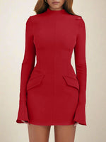 Load image into Gallery viewer, Women's Bodycon Dress Mock Neck Long Sleeve Ribbed Mini Style
