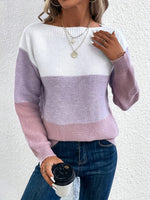 Load image into Gallery viewer, Women's Sweatshirt Color Block Crewneck Long Sleeve Knit Style
