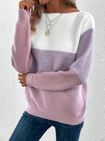 Load image into Gallery viewer, Women's Sweatshirt Color Block Crewneck Long Sleeve Knit Style
