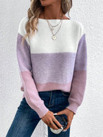 Load image into Gallery viewer, Women's Sweatshirt Color Block Crewneck Long Sleeve Knit Style
