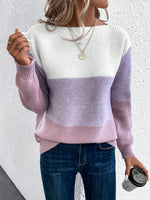 Load image into Gallery viewer, Women's Sweatshirt Color Block Crewneck Long Sleeve Knit Style
