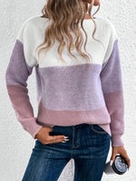 Load image into Gallery viewer, Women's Sweatshirt Color Block Crewneck Long Sleeve Knit Style
