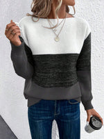 Load image into Gallery viewer, Women's Sweatshirt Color Block Crewneck Long Sleeve Knit Style
