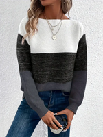Load image into Gallery viewer, Women's Sweatshirt Color Block Crewneck Long Sleeve Knit Style
