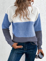 Load image into Gallery viewer, Women's Sweatshirt Color Block Crewneck Long Sleeve Knit Style
