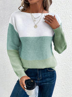 Load image into Gallery viewer, Women's Sweatshirt Color Block Crewneck Long Sleeve Knit Style
