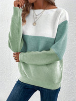 Load image into Gallery viewer, Women's Sweatshirt Color Block Crewneck Long Sleeve Knit Style
