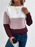 Load image into Gallery viewer, Women's Sweatshirt Color Block Crewneck Long Sleeve Knit Style
