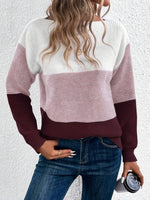 Load image into Gallery viewer, Women's Sweatshirt Color Block Crewneck Long Sleeve Knit Style
