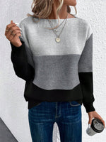Load image into Gallery viewer, Women's Sweatshirt Color Block Crewneck Long Sleeve Knit Style
