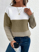 Load image into Gallery viewer, Women's Sweatshirt Color Block Crewneck Long Sleeve Knit Style
