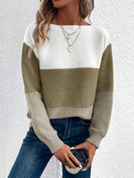 Load image into Gallery viewer, Women's Sweatshirt Color Block Crewneck Long Sleeve Knit Style
