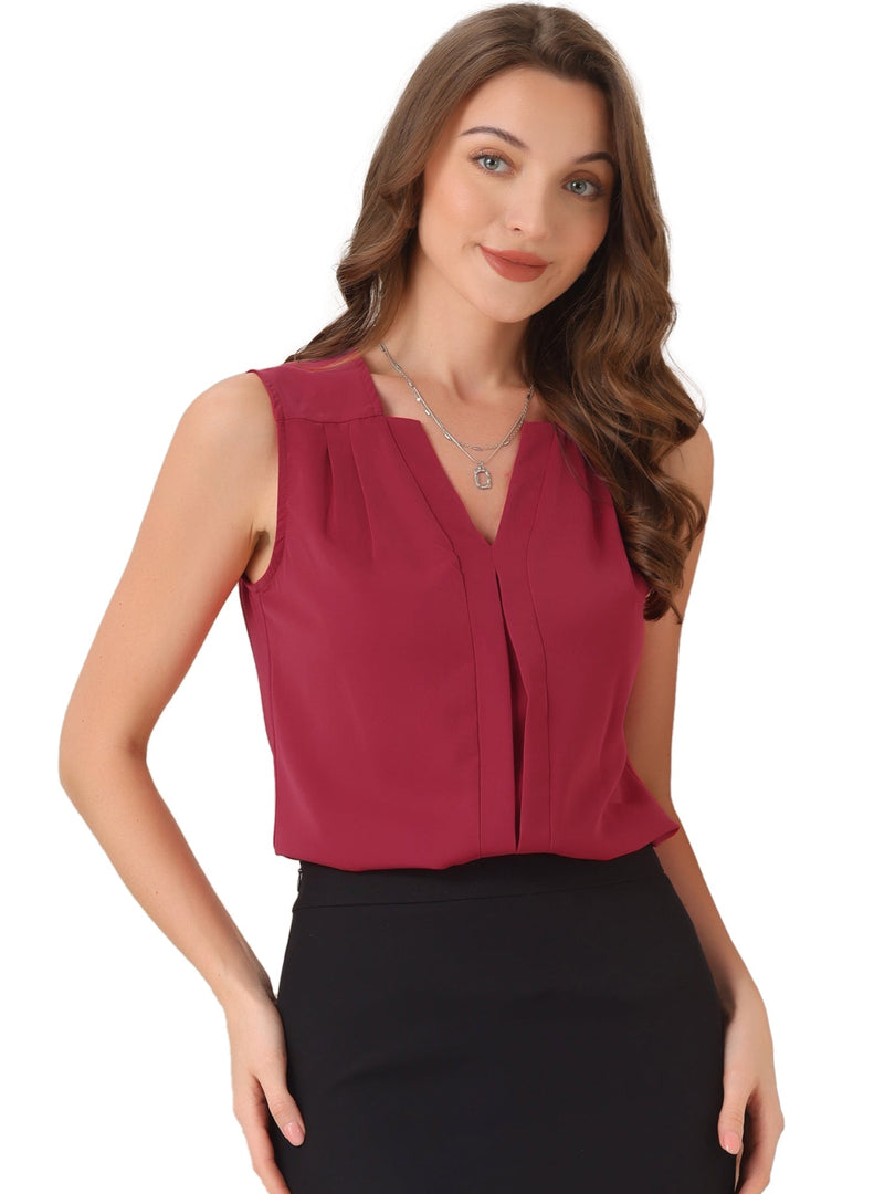 Women's Blouses V Neck Sleeveless Relaxed Flowing Tank Top Style