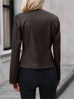 Load image into Gallery viewer, Women's Leather Jacket Zip Front Cropped Moto Style
