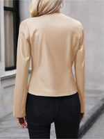 Load image into Gallery viewer, Women's Leather Jacket Zip Front Cropped Moto Style
