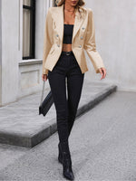 Load image into Gallery viewer, Women's Leather Jacket Double Breasted Lapel Tailored Blazer Style
