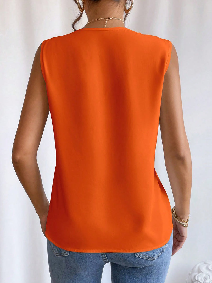 Women's Blouses V Neck Sleeveless Wrap Relaxed Tank Top Style