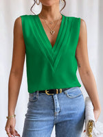 Load image into Gallery viewer, Women's Blouses V Neck Sleeveless Wrap Relaxed Tank Top Style
