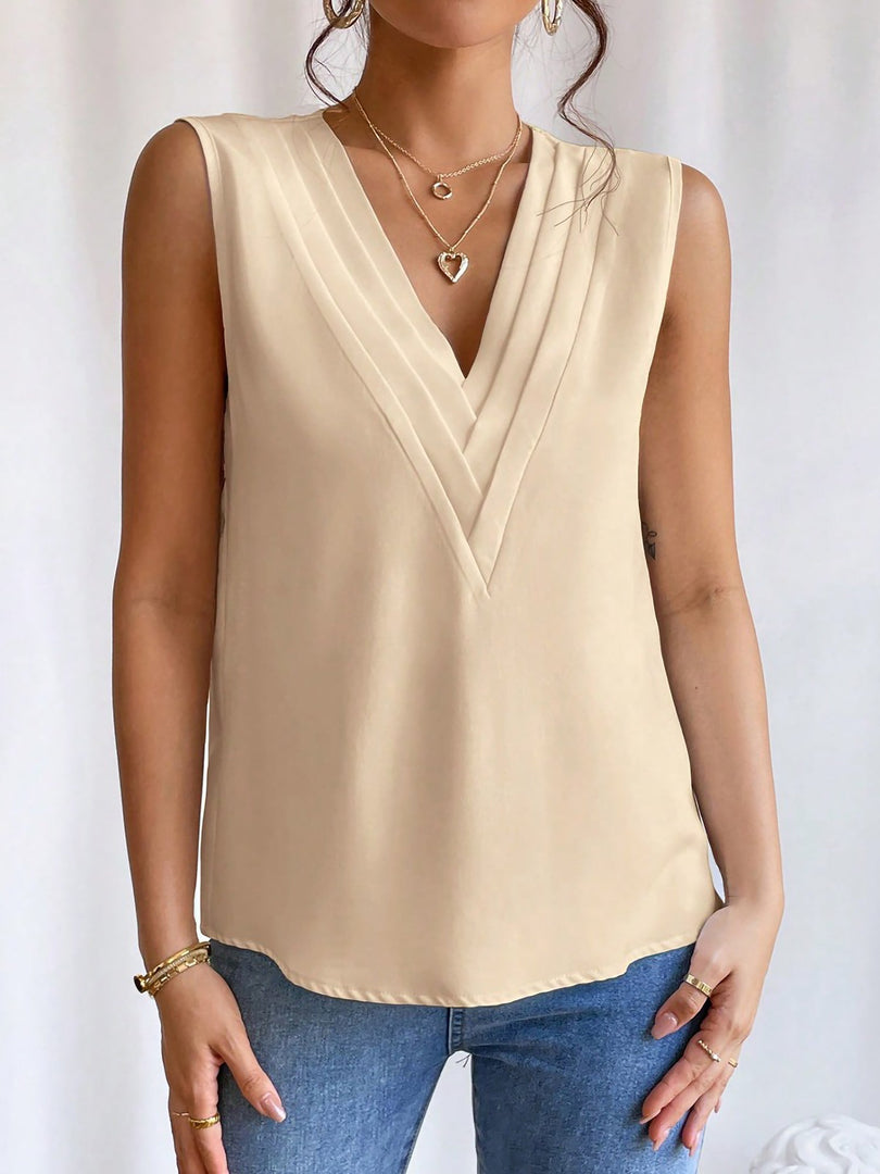 Women's Blouses V Neck Sleeveless Wrap Relaxed Tank Top Style