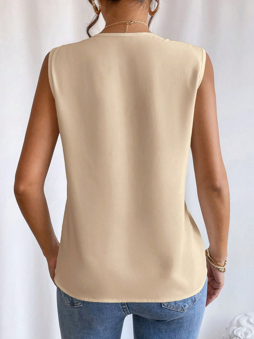 Women's Blouses V Neck Sleeveless Wrap Relaxed Tank Top Style