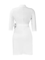 Load image into Gallery viewer, Women's White Mini Dress Wrap Tie Waist Half Sleeve Style
