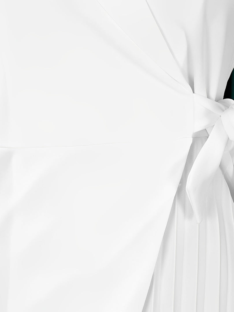 Women's White Mini Dress Wrap Tie Waist Half Sleeve Style