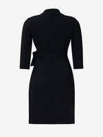 Load image into Gallery viewer, Women's Wrap Mini Dress Collar Elbow Sleeve Pleated Tie Waist
