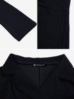 Load image into Gallery viewer, Women's Wrap Mini Dress Collar Elbow Sleeve Pleated Tie Waist
