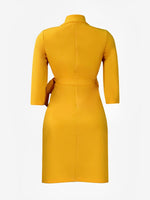 Load image into Gallery viewer, Women's Wrap Mini Dress Collar Elbow Sleeve Pleated Tie Waist
