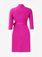 Load image into Gallery viewer, Women's Wrap Mini Dress Collar Elbow Sleeve Pleated Tie Waist
