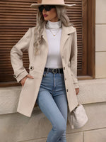 Load image into Gallery viewer, Women's Trench Coat Notch Collar Belted Waist Double Breasted Style
