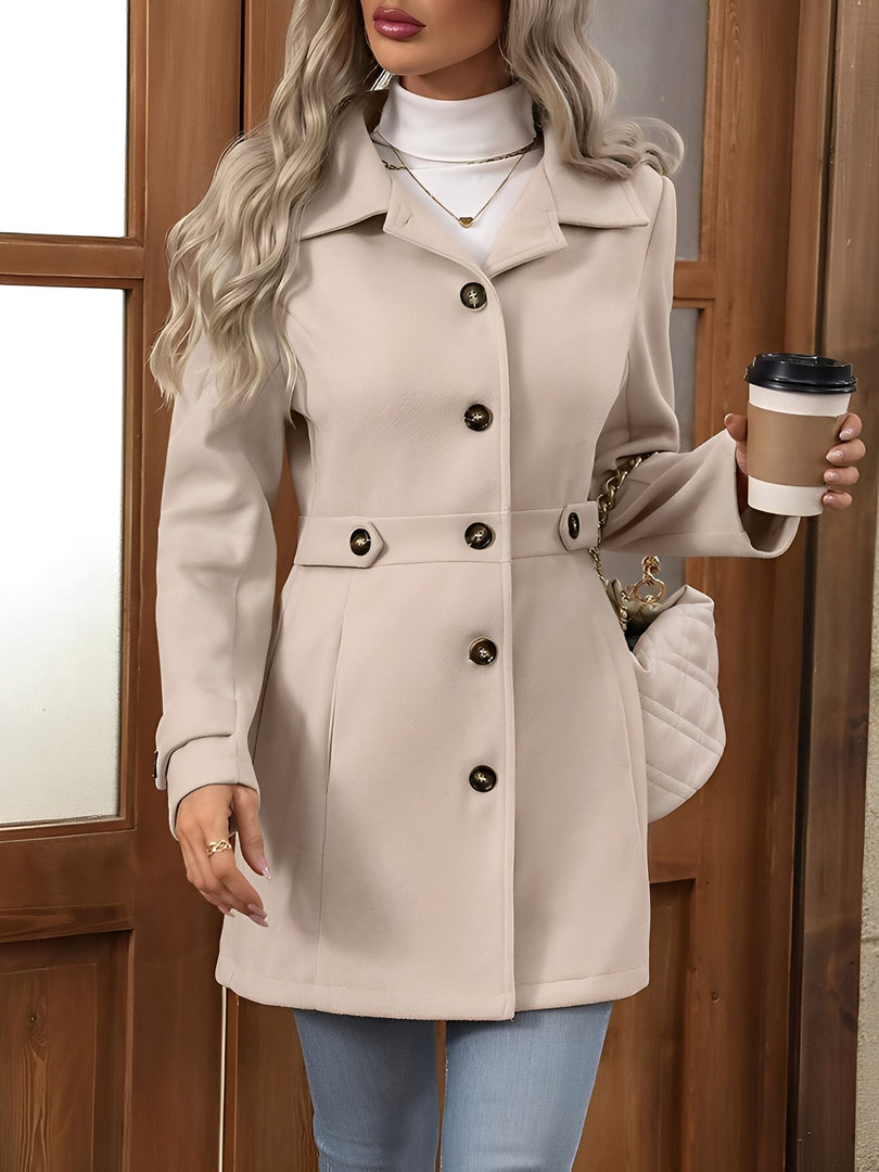 Women's Trench Coat Notch Collar Belted Waist Double Breasted Style