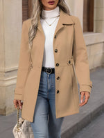 Load image into Gallery viewer, Women's Trench Coat Notch Collar Belted Waist Double Breasted Style
