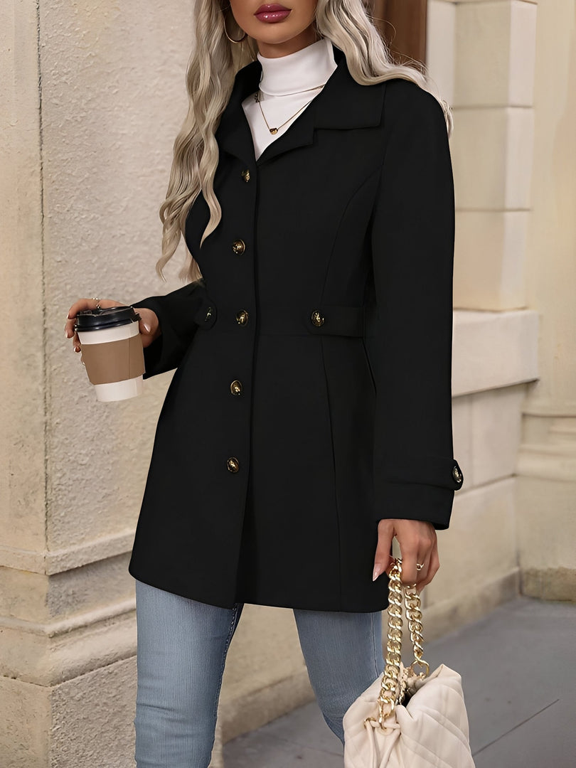 Women's Trench Coat Notch Collar Belted Waist Double Breasted Style