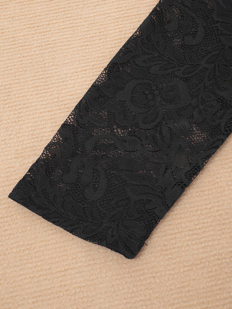 Women's Mother of the Bride Lace Bodycon Dress High Neck Sleeve Style