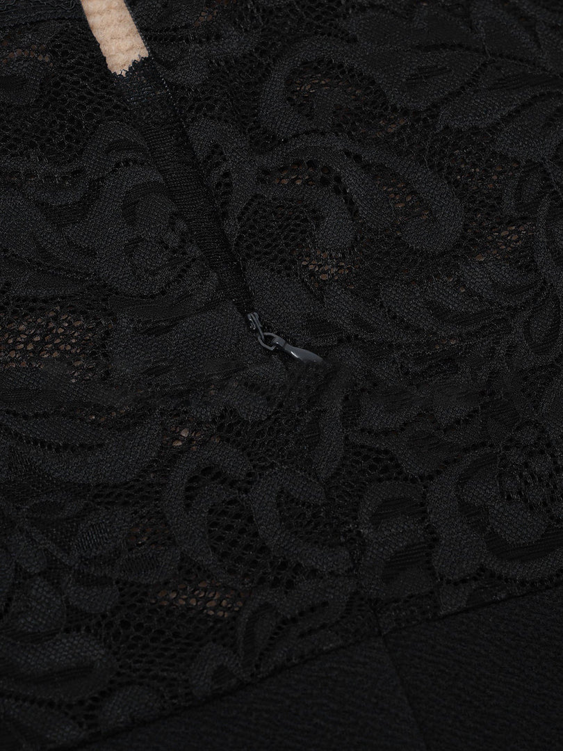 Women's Mother of the Bride Lace Bodycon Dress High Neck Sleeve Style