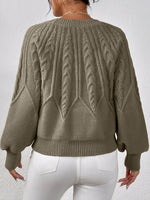 Load image into Gallery viewer, Women's Cable Knit Sweater V Neck Balloon Sleeve Oversized Style
