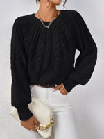 Load image into Gallery viewer, Women's Cable Knit Sweater V Neck Balloon Sleeve Oversized Style
