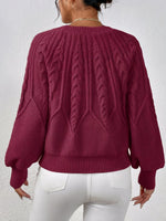 Load image into Gallery viewer, Women's Cable Knit Sweater V Neck Balloon Sleeve Oversized Style
