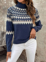 Load image into Gallery viewer, Comfortable Fair Isle Knit Sweater for Women with Turtleneck Long Sleeve Cozy Style
