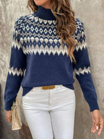 Load image into Gallery viewer, Comfortable Fair Isle Knit Sweater for Women with Turtleneck Long Sleeve Cozy Style
