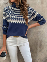 Load image into Gallery viewer, Comfortable Fair Isle Knit Sweater for Women with Turtleneck Long Sleeve Cozy Style
