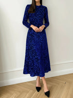 Load image into Gallery viewer, Women's Sequin Maxi Dress Round Neck Long Sleeve Flowing Sparkle Autumn Wedding Guest Style
